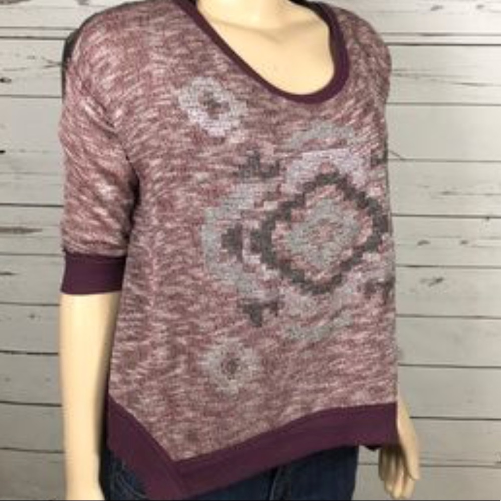 Miss Me burgundy Aztec print top with sheet back